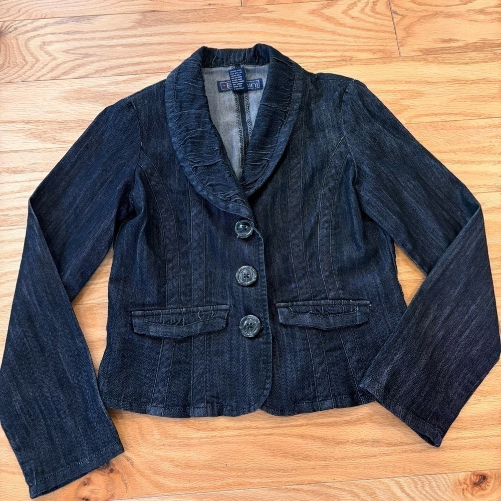 Baccini Fitted Denim Blazer - size PSโโ - Picture 6 of 6